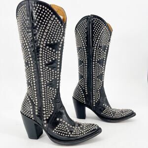 Old Gringo Black Leather Fatale Studded Knee High Western Cowgirl Boot size 7.5